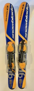 Salomon R6 L90 Kids Mini Skis Snow Blades With Bindings - Picture 1 of 7