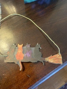 1pc  Cats On A Broom  Acrylic Suncatcher-Stained Glass Style Hanging - Picture 1 of 3