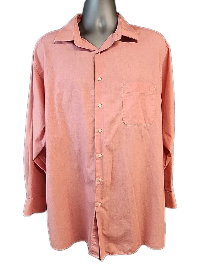 Camisa de vestir ajustada Dockers para hombre talla XL (17"-17,5") mezcla de algodón preppy coral Foto 1 de 4
