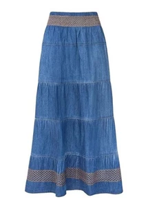 Joe Browns Tiered Blue Denim Midi Skirt - Picture 1 of 4