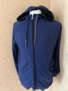 Hugo Boss Hoodie Zip Sweatshirt S Fit M Blue Black Logo 44 Ch - Picture 1 of 10