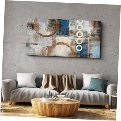  Arte de pared grande - Lienzo geométrico para decoración de pared impreso 58"L x 29"W amarillo Foto 1 de 4