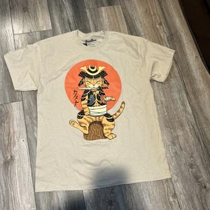 Threadless Vincent Trinidad Men's Large Brown/Tan Cat Knife Short Sleeve T-Shirt - Picture 1 of 3