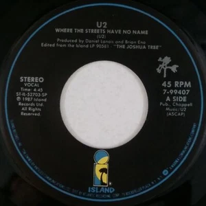 U2 Where The Streets Have No Name 799407 7" 45rpm Vinyl VG+nr++ 1987 - Imagen 1 de 2