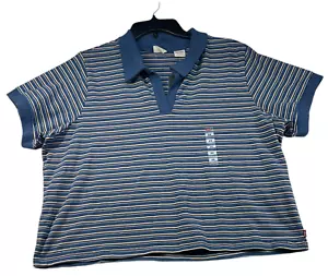 Levis Shirt Womens Plus Size 2X Blue White Striped Short Sleeve New Collared - Picture 1 of 7