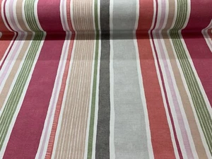 Tela a rayas Marcel rosa granada algodón cortina ciega artesanal - Imagen 1 de 4