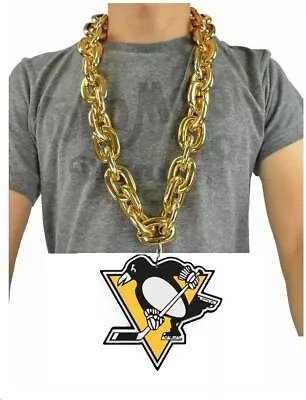 New NHL Pittsburgh Penguins BIG Fan Chain Gold Necklace 3D Foam - Image 1 of 4