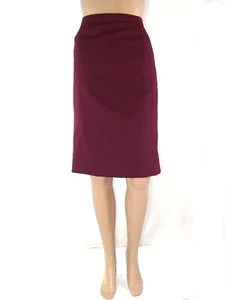 Gonna Midi Taglia Large Sartoriale Dritta Rosso Bordeaux Lana Vergine Vita Alta - Picture 1 of 10