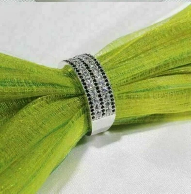 1.10Ct Black & White Round Cut CZ Wedding Band Ring In Solid 925 Sterling Silver - Image 1 of 4