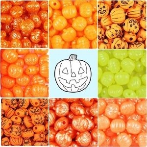 BeadTin 20mm Jack O Lantern / Halloween Pony Beads (24pcs) - Choice of styles - Picture 1 of 9