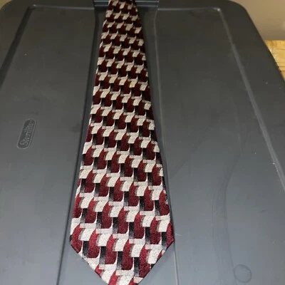 Corbata de cuello vintage Pierre Cardin negra gris y vino 100 % seda para hombre hecha en EE. UU. Foto 1 de 4