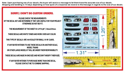 Calcomanía de tóner blanco para tobogán de agua Ford F150 luces para H-W 1/64 Foto 1 de 4