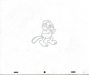 Garfield Original Production Drawing OPD Cat Smiling Frame 12 Animation Art UF - Picture 1 of 1