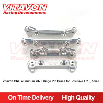 Vitavon CNC aluminum 7075 Hinge Pin Brace for Losi 5ive T 2.0, 5ive B Silver - Image 1 of 3