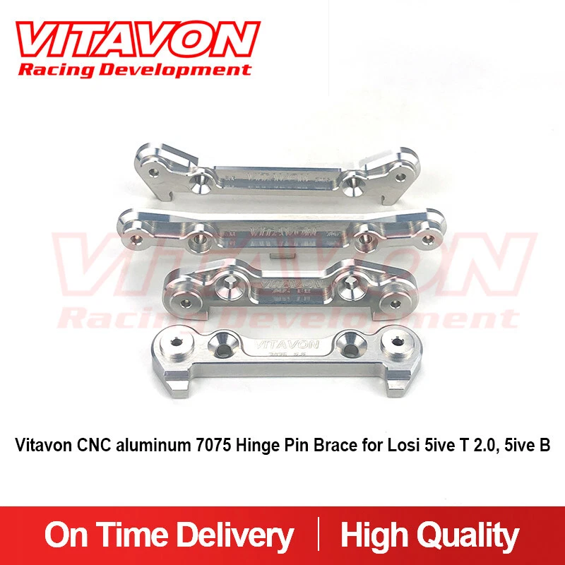 Vitavon CNC aluminum 7075 Hinge Pin Brace for Losi 5ive T 2.0, 5ive B Silver - Image 1 of 3