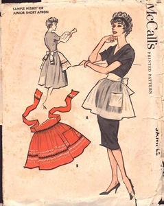 McCall's Sample Misses' or Junior Short Apron ~ Vintage 1958 ~ Instructions - Picture 1 of 6
