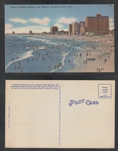 Postal Atlantic City Nueva Jersey Baja Chelsea Playa y Hoteles Lino Sin Usar - Imagen 1 de 3