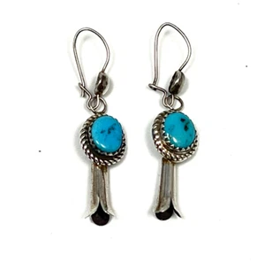 Pendientes colgantes perforados del suroeste turquesa esterlina para mujer - Imagen 1 de 7