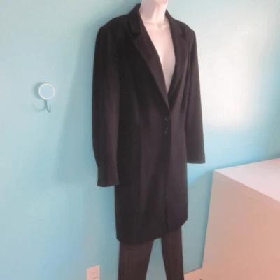 Gabardina larga forrada negra vintage años 80 para mujer talla 14 chaqueta de trabajo Venezia Foto 1 de 4