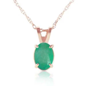 0.75 Carat 14K Solid Rose Gold Necklace Natural Emerald - Picture 1 of 4
