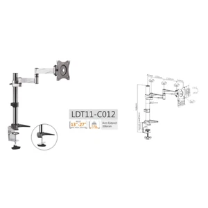 LDT11-C012 Elegant Aluminium LCD VESA Desk Mounts For most 13"-27" LCD monitors - Picture 1 of 9
