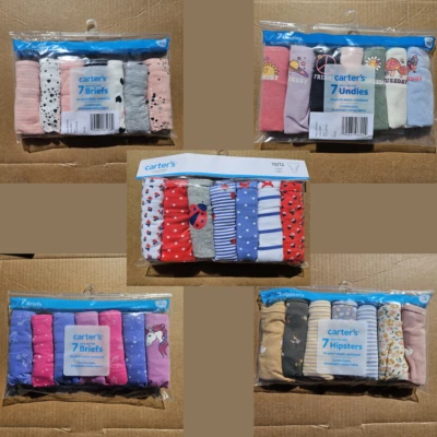 Carter's Girls 7-Pack Stretch Cotton Undies Panty 4-5,6X, 8, 10-12, 14 NWT - Image 1 of 4