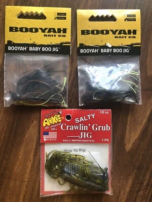 Booyah Baby Boo Jig & Salty Crawlin’ Grub Jig - 3 Jigs - New! - Image 1 of 4