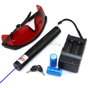 BS3 450nm Adjustable Focus Blue Laser Pointer &Battery & Charger & Goggles & Key - Picture 1 of 13