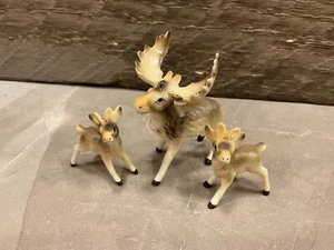 Vintage Hagen Renaker? Caribou Moose Elk Family Bone China Miniature Figurine - Picture 1 of 15
