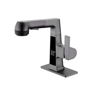 Bathroom Sink Faucet with Pull Out Sprayer, Temperature Digital Display Bathr... - Picture 1 of 8