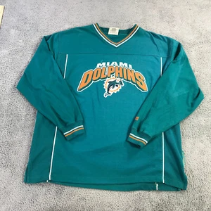 Vintage Miami Dolphins Sweater Mens Large NFL Embroidered Sweatshirt Lee Sports - Picture 1 of 13