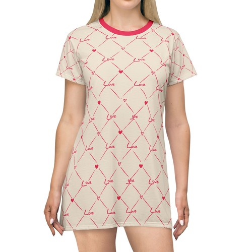 Camicia da notte San Valentino cuori romantici senza etichette t shirt pj 