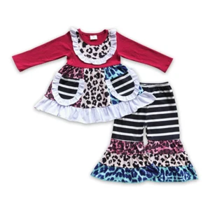 Vintage Toddler Baby Girls Fall Spring Boutique Set Bell Bottom Pants Outfit - Picture 1 of 17