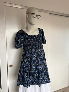 GAP Women Mini Dress Round  Neck  Navy  Floral Print Sz Médium New - Picture 1 of 5