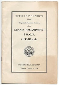 1934 Odd Fellows Officers Reports 80th Session Grand Encampment Sacramento CA GG - Picture 1 of 2