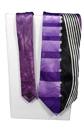 Corbata Clericci Púrpura Negro Blanco Paisley Cuello Foto 1 de 2