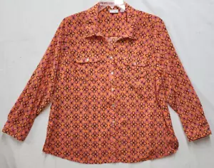 Haut Kim Rogers Curvy taille 2X neuf avec étiquette orange géolattice manches roulées - Photo 1/6