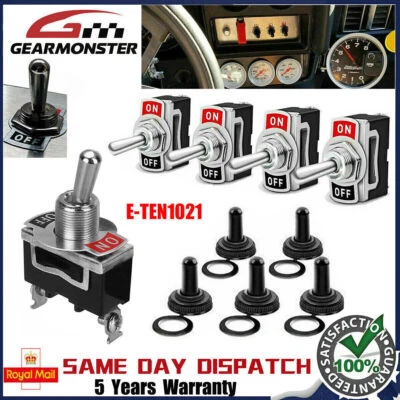 GEARMONSTER 5Pcs 12V Heavy Duty Toggle Flick Switch ON/OFF Car Dash Light Metal 12 Volt SPST