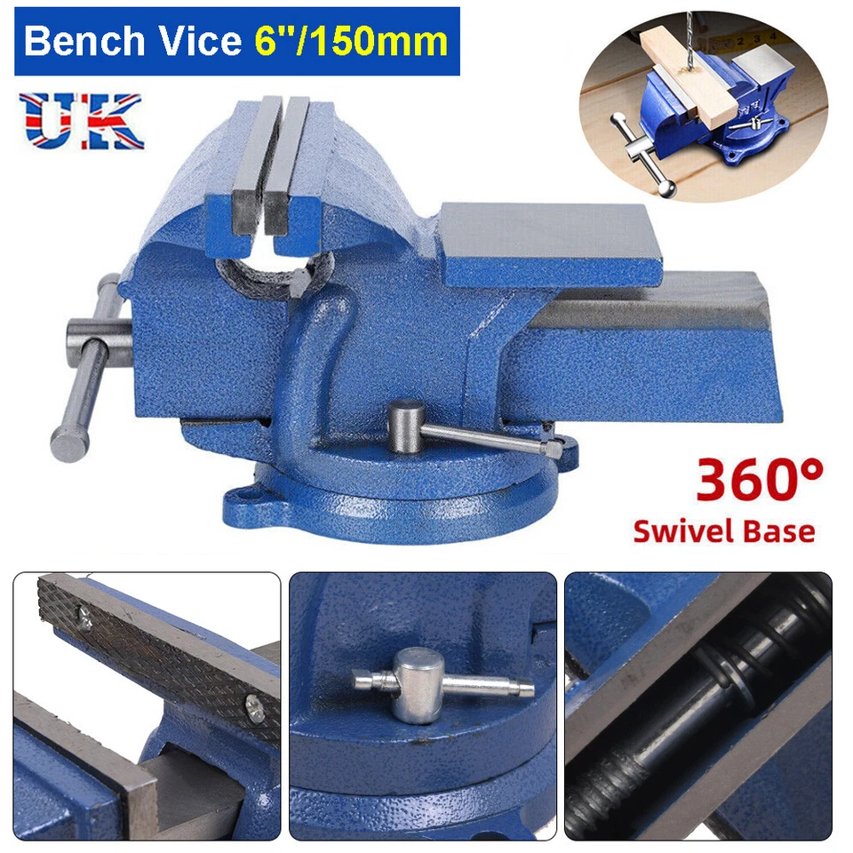 6Inch 150mm Jaw Bench Vice Workshop 360° Swivel Base Clamp Workbench Cast Iron