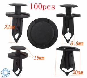 100 Pcs 8mm Car Hole Nylon Plastic Rivets Fastener Fender Bumper Push Pin Clips - Picture 1 of 6