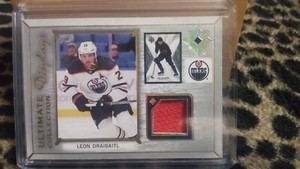 2021-22 ULTIMATE COLLECTION LEON DRAISAITL DISPLAYS JERSEY!!!