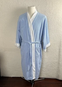 Izod Para Hombres Talla Única Todo (M/L) Ligero Azul/Blanco Seersucker Bata Terry Forrada - Imagen 1 de 9