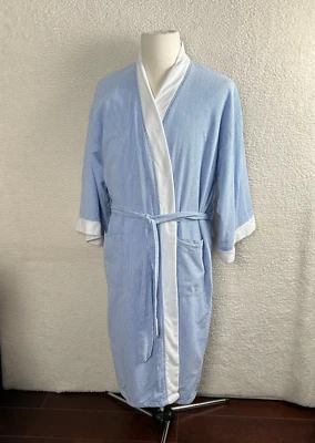 Izod Para Hombres Talla Única Todo (M/L) Ligero Azul/Blanco Seersucker Bata Forrada de Terry Foto 1 de 4