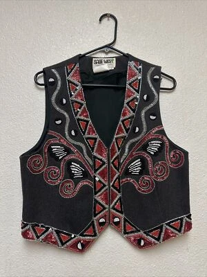 Vtg Sage West Sharmark sequin beaded vest Womens Size S - Image 1 of 4