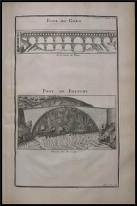 1719 Puente de Gard estampado Montfaucon Nimes romano Francia - Imagen 1 de 1