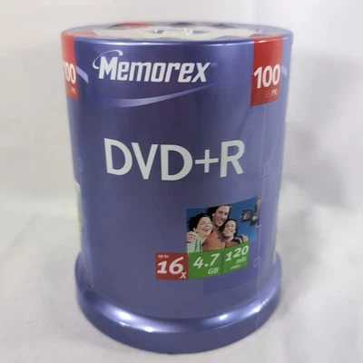 Memorex DVD+R 100 Pack 120 min 2008 4.7 GB 16x Spindle Recordable Blank Disc NEW - Image 1 of 4