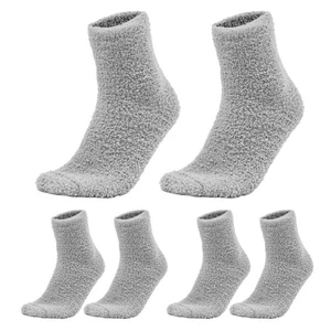KESYOO 3 Pairs Solid Color Men Fluffy Slipper Socks Fuzzy Thicken Warm Coral - Imagen 1 de 12