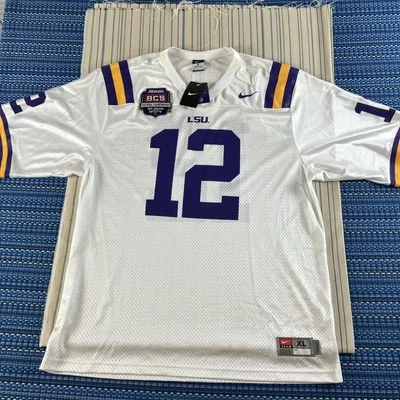 NUEVA LSU Nike Camiseta de Fútbol para Hombres XL Blanca Nueva de Lote Antiguo 2011 BCS Bowl 2012 Campeón #8394 Foto 1 de 4