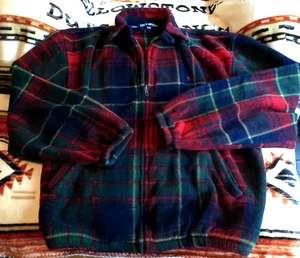 Polo Ralph Lauren Sport De Colección XL MICROFIBRA FELPA CUADROS PEQUEÑO PONY CREMALLERA FRONTAL EE. UU. - Imagen 1 de 9
