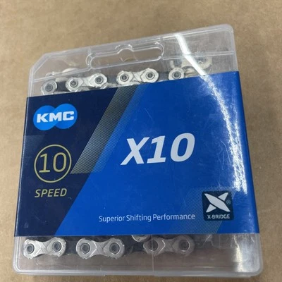 Cadena de bicicleta KMC X10 114 eslabones plata/negro 10 velocidades Shimano SRAM duradera W1 Foto 1 de 4